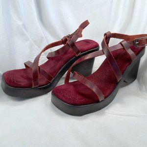 Burgundy Leather Platform Sandal